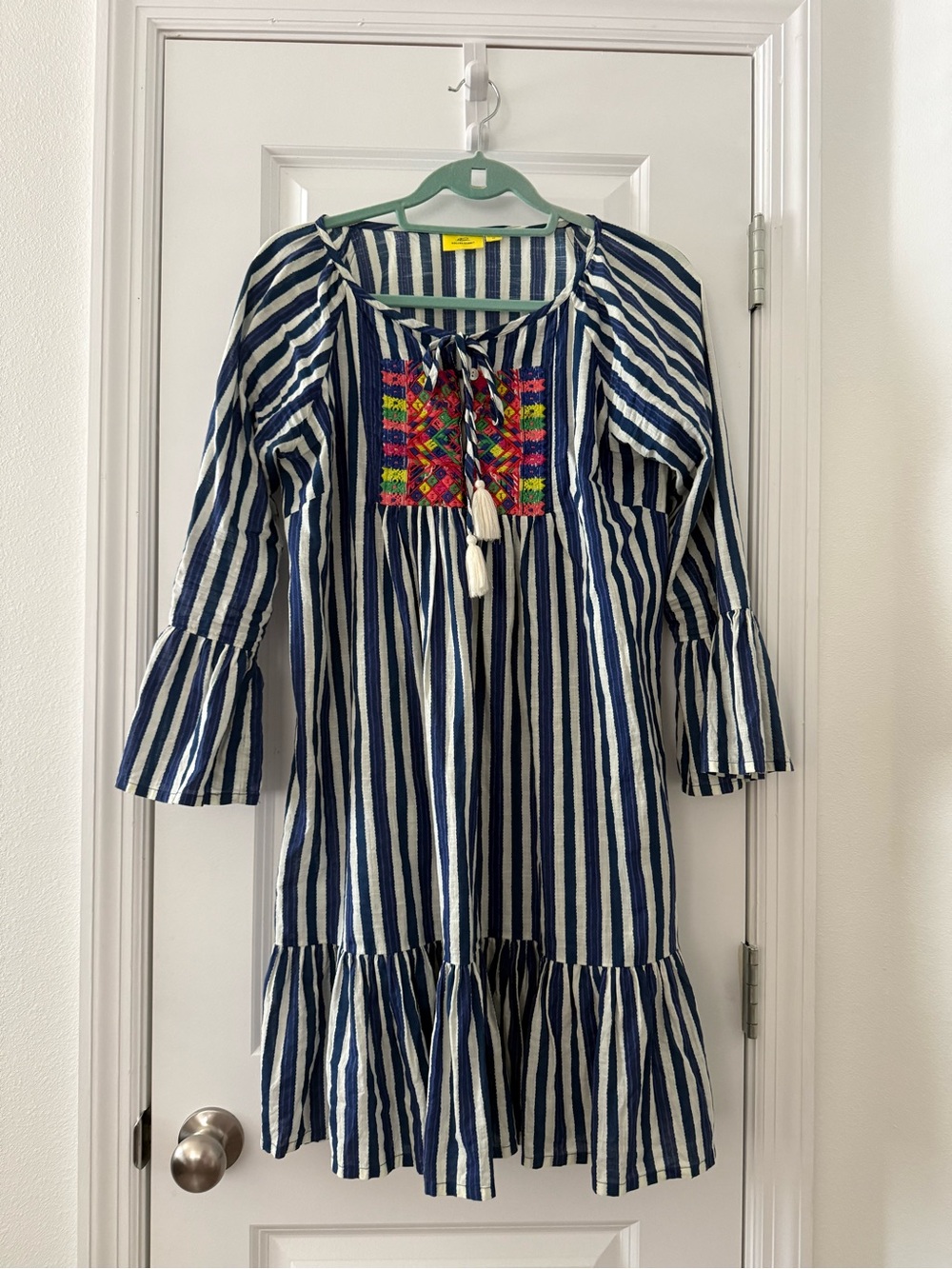 Roller Rabbit Navy and White Striped Embroidered Dress